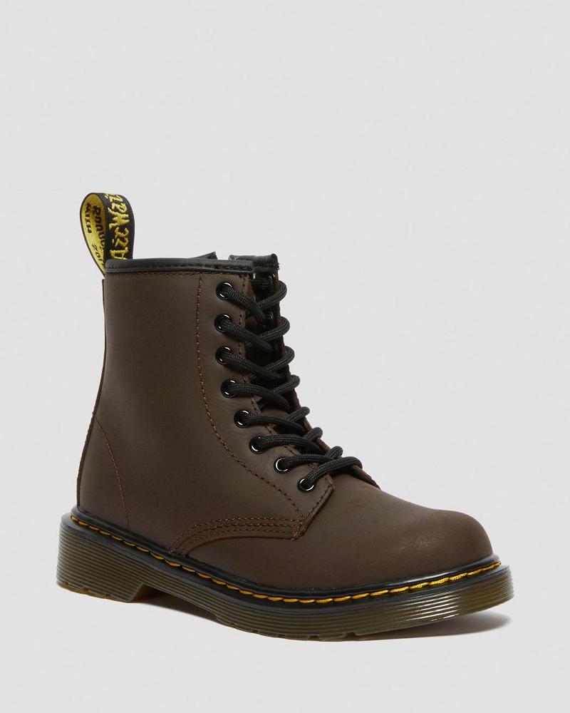 Dr Martens Junior 1460 Faux Fur Forede Snørestøvler Børn Mørkebrune | DK 674GSO